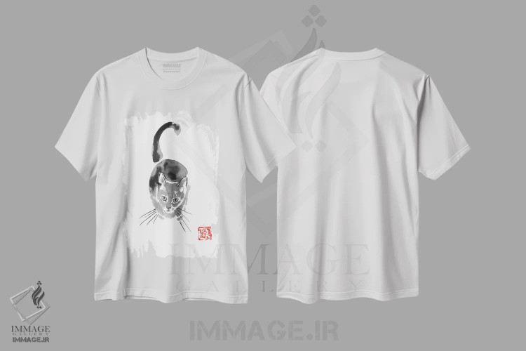 تیشرت سفید طرح دار از بالا، هنر تزئینی سیاه و سفید اثر پِشان | immage.ir