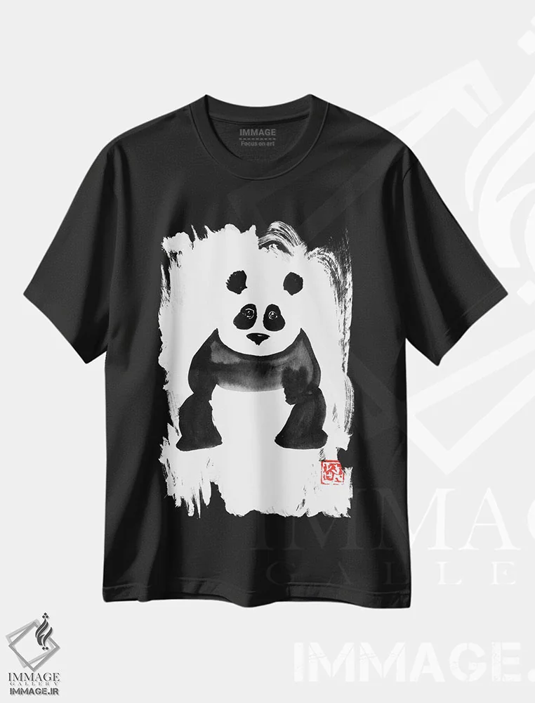 تیشرت مشکی طرح دار ماندا خنده دار، دکور آسیایی اثر پِشان | فروشگاه ایماژ