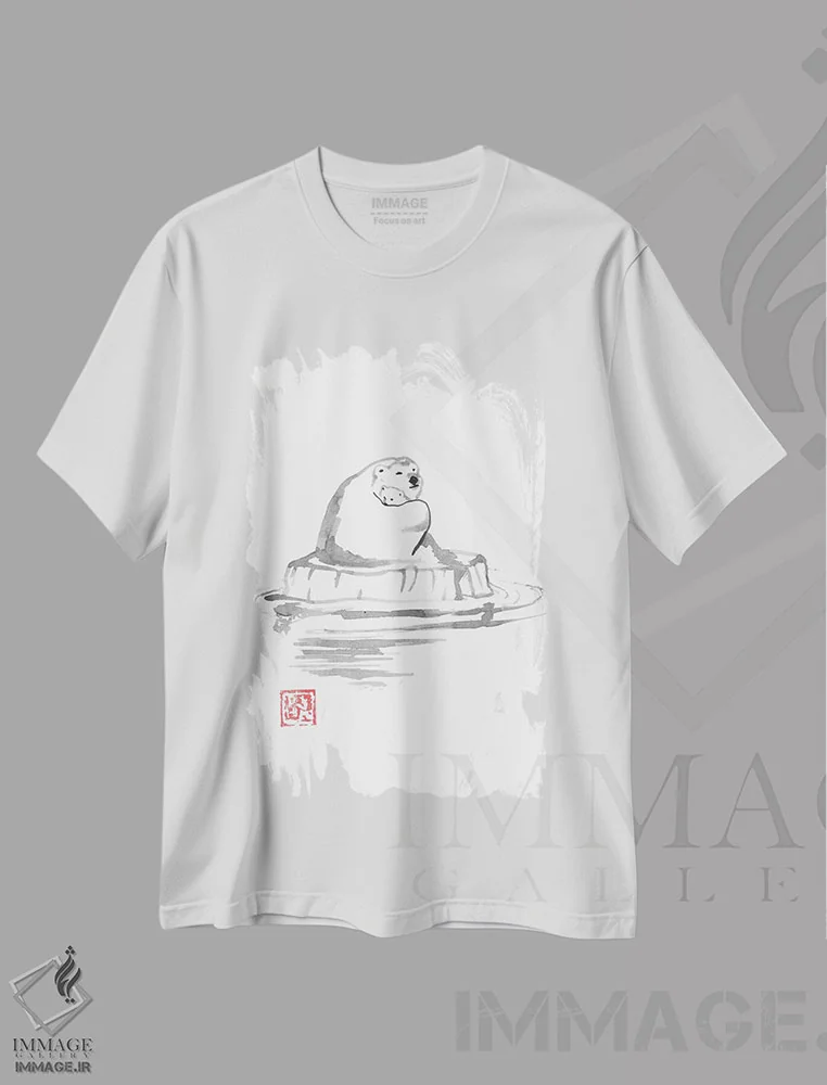 تیشرت سفید طرح دار خرس های قطبی، دکور آسیایی اثر پِشان | immage.ir