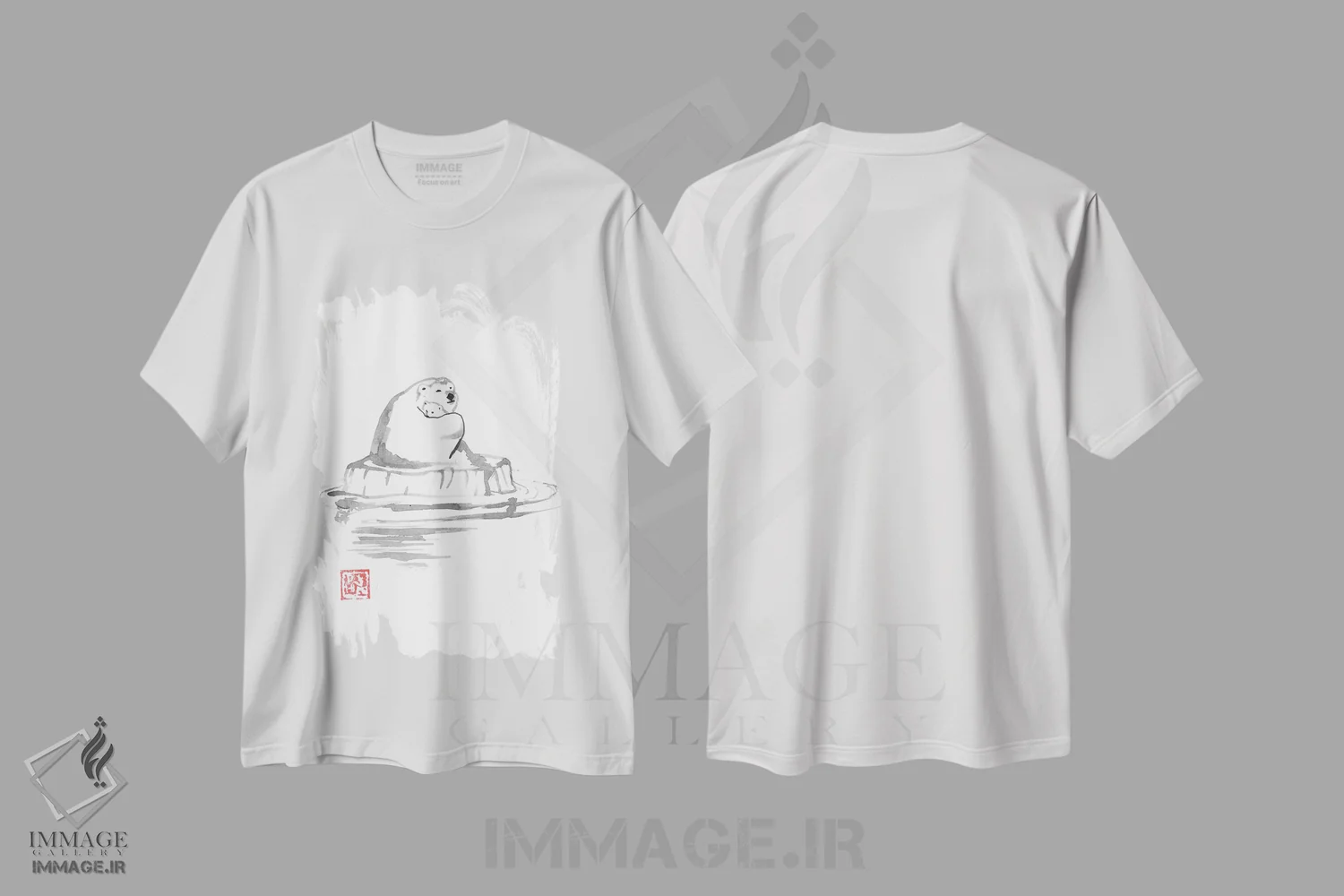 تیشرت سفید طرح دار خرس های قطبی، دکور آسیایی اثر پِشان | immage.ir