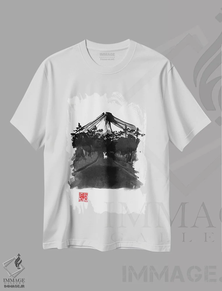 تیشرت سفید طرح دار جاده ای در ژاپن، دکور آسیایی اثر پِشان | immage.ir