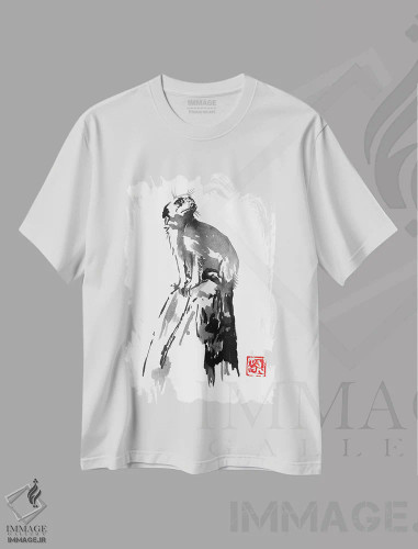تیشرت سفید طرح دار سوری کات، دکور آسیایی اثر پِشان | فروشگاه ایماژ