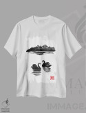 تیشرت سفید طرح دار جزیره قو II، دکور آسیایی اثر پِشان | immage.ir