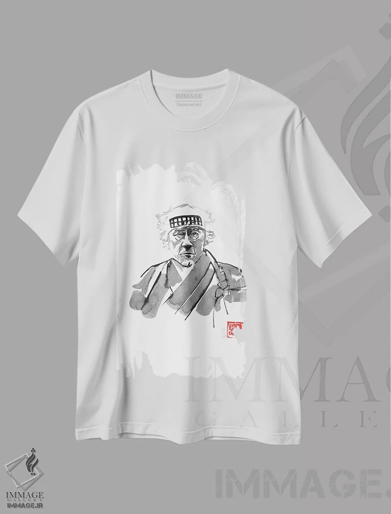 تیشرت سفید طرح دار رهبر قبیله، دکور آسیایی اثر پِشان | فروشگاه ایماژ