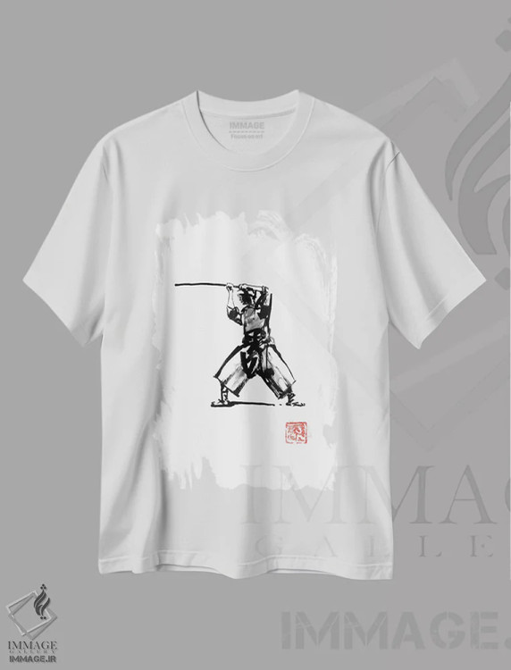 تیشرت سفید طرح دار دیگر سامورایی آماده، دکور آسیایی اثر پِشان | فروشگاه ایماژ