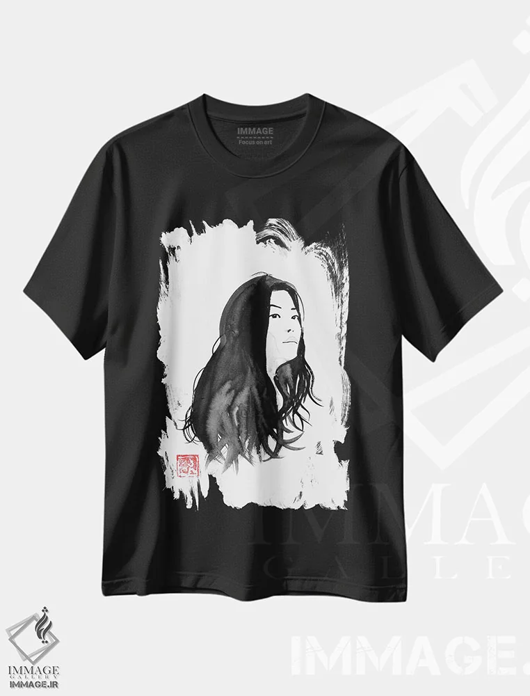 تیشرت مشکی طرح دار چهره زن، مدیوم اثر پِشان | فروشگاه ایماژ
