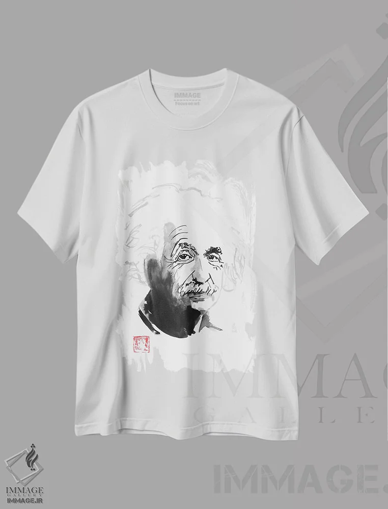 تیشرت سفید طرح دار آلبرت اینشتین، مدیوم اثر پِشان | فروشگاه ایماژ