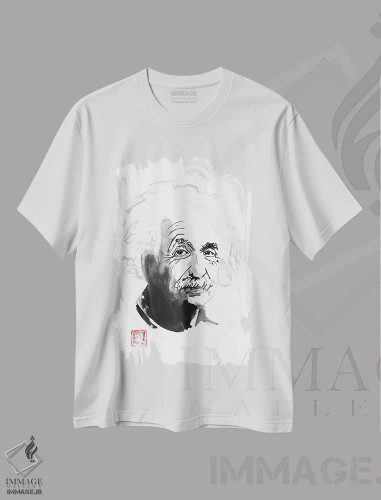 تیشرت سفید طرح دار آلبرت اینشتین، مدیوم اثر پِشان | فروشگاه ایماژ