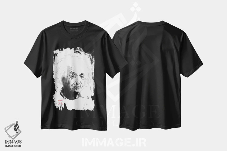 تیشرت مشکی طرح دار آلبرت اینشتین، مدیوم اثر پِشان | immage.ir