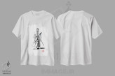 تیشرت سفید طرح دار سامورایی در حال راه رفتن II، دکور آسیایی اثر پِشان | immage.ir