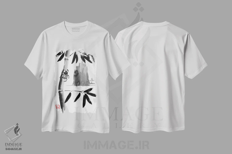 تیشرت سفید طرح دار سوسک و کوه II، دکور آسیایی اثر پِشان | immage.ir