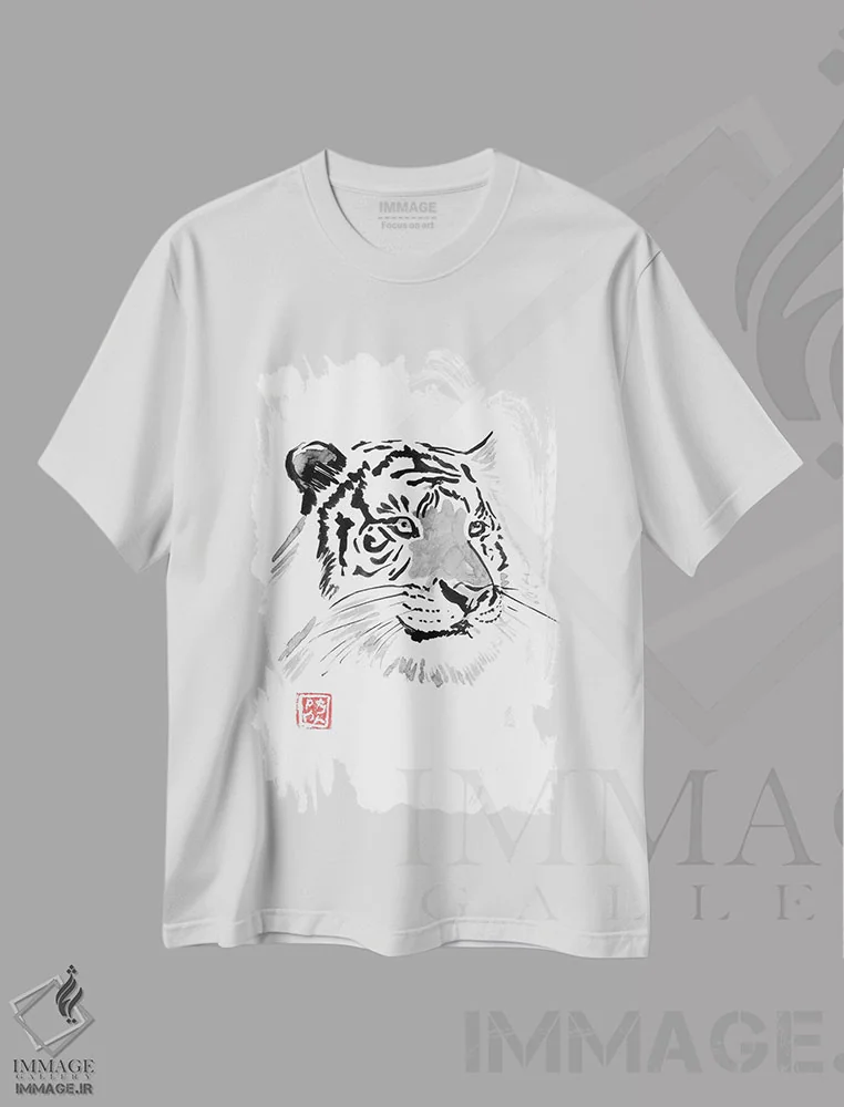تیشرت سفید طرح دار ببر سفید، مدیوم اثر پِشان | فروشگاه ایماژ