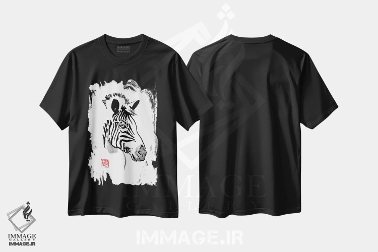 تیشرت مشکی طرح دار گورخر، مدیوم اثر پِشان | immage.ir