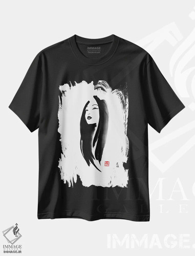تیشرت مشکی طرح دار گیشا I، دکور آسیایی اثر پِشان | فروشگاه ایماژ