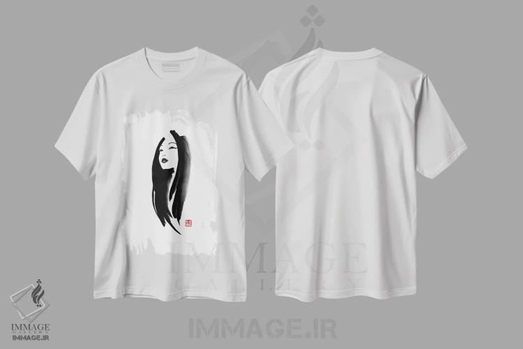 تیشرت سفید طرح دار گیشا I، دکور آسیایی اثر پِشان | immage.ir