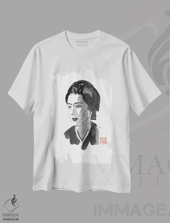 تیشرت سفید طرح دار عاشق، دکور آسیایی اثر پِشان | فروشگاه ایماژ