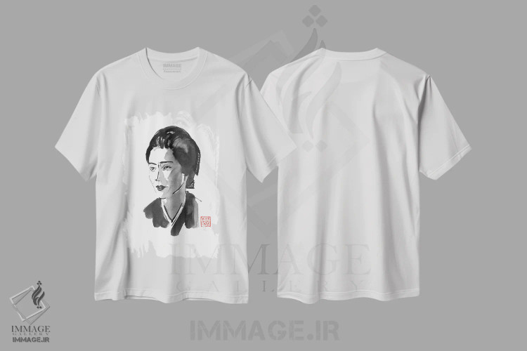 تیشرت سفید طرح دار عاشق، دکور آسیایی اثر پِشان | فروشگاه ایماژ