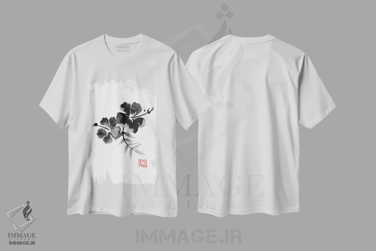 تیشرت سفید طرح دار بنفشه هندی، دکور آسیایی اثر پِشان | immage.ir
