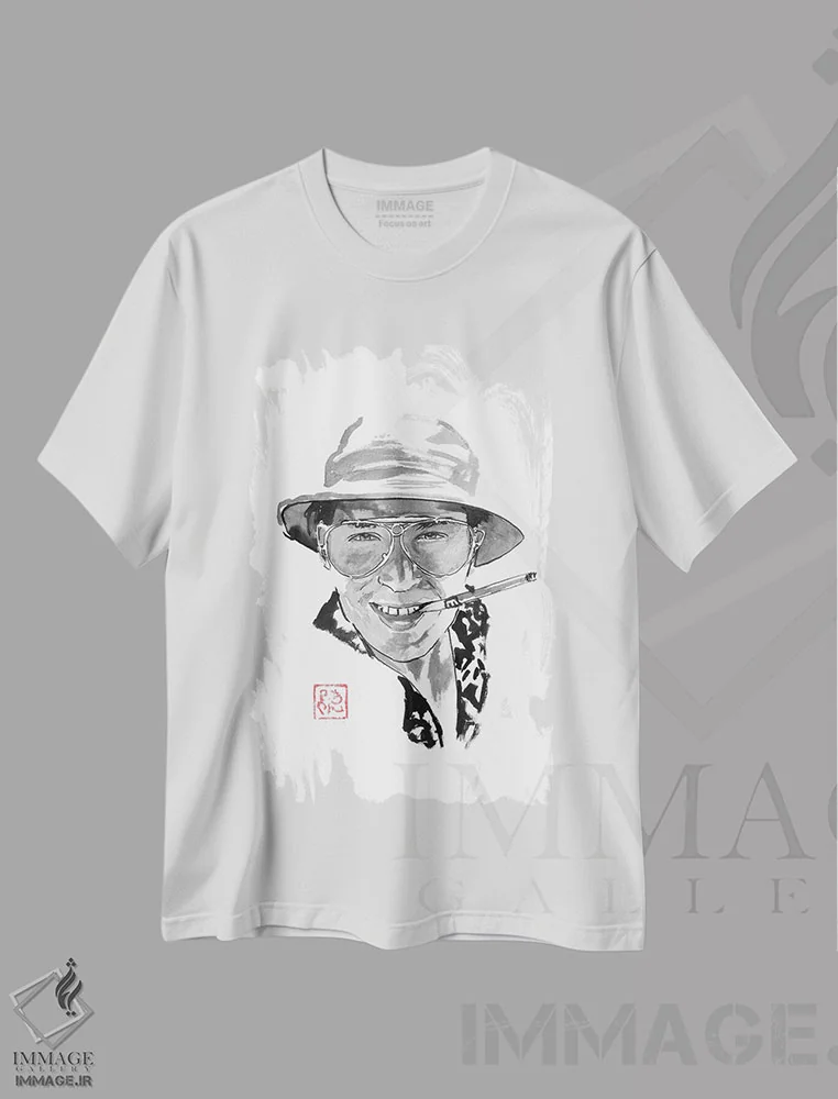 تیشرت سفید طرح دار ترس و نفرت در لاس وگاس، دکور آسیایی اثر پِشان | فروشگاه ایماژ