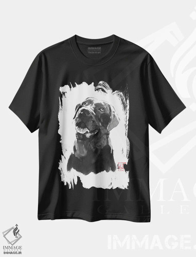 تیشرت مشکی طرح دار سگ بزرگ، مدیوم اثر پِشان | فروشگاه ایماژ