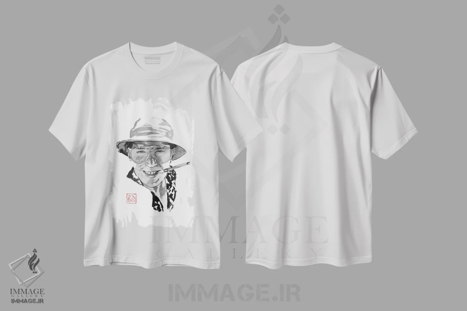 تیشرت سفید طرح دار ترس و نفرت در لاس وگاس، دکور آسیایی اثر پِشان | فروشگاه ایماژ