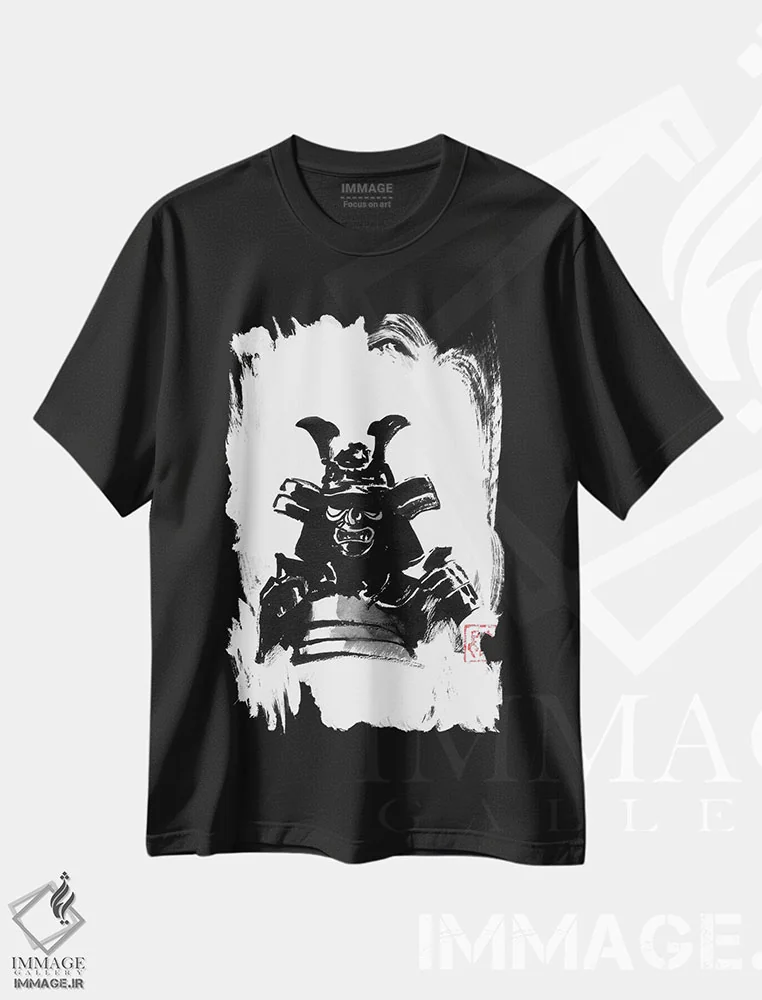 تیشرت مشکی طرح دار زره پوش سامورایی، دکور آسیایی اثر پِشان | immage.ir