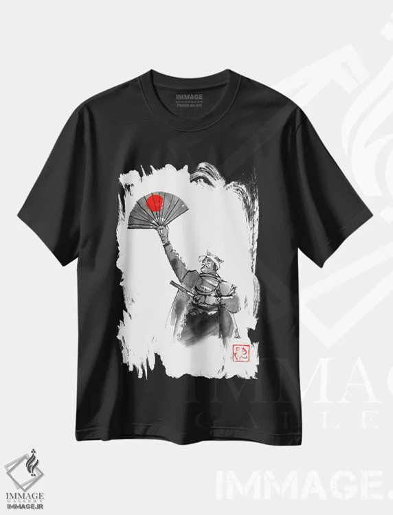 تیشرت مشکی طرح دار احترام شوگان، دکور آسیایی اثر پِشان | immage.ir