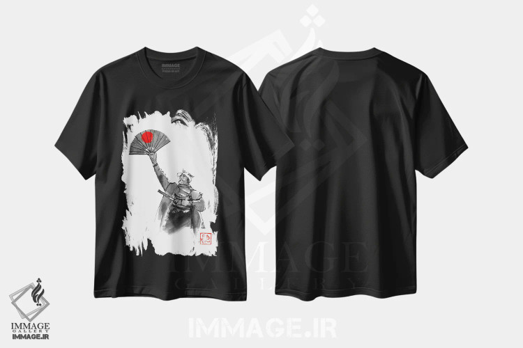 تیشرت مشکی طرح دار احترام شوگان، دکور آسیایی اثر پِشان | immage.ir