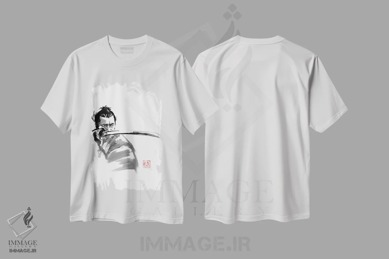 تیشرت سفید طرح دار سامورایی در نگهبانی II، دکور آسیایی اثر پِشان | immage.ir