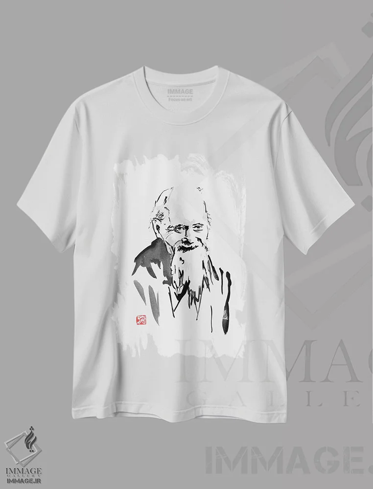 تیشرت سفید طرح دار او سنسی IV، دکور آسیایی اثر پِشان | فروشگاه ایماژ