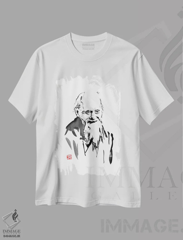 تیشرت سفید طرح دار او سنسی IV، دکور آسیایی اثر پِشان | فروشگاه ایماژ
