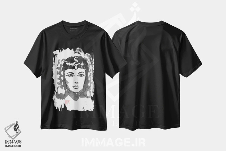تیشرت مشکی طرح دار کلئوپاترا، تزئینی اثر پِشان | فروشگاه ایماژ