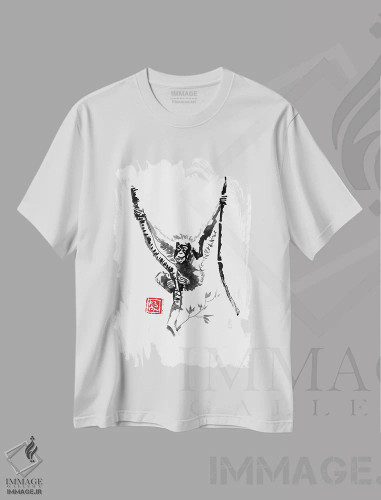 تیشرت سفید طرح دار خانه، هنر تزئینی سیاه و سفید اثر پِشان | فروشگاه ایماژ