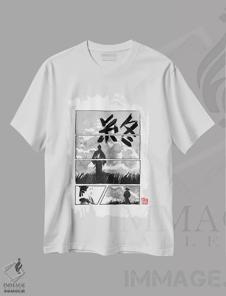 تیشرت سفید طرح دار پایان، هنر فاخر معاصر اثر پِشان | فروشگاه ایماژ