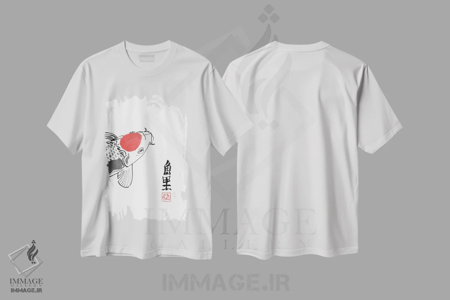 تیشرت سفید طرح دار کوی کرب با لکه قرمز، دکور آسیایی اثر پِشان | فروشگاه ایماژ