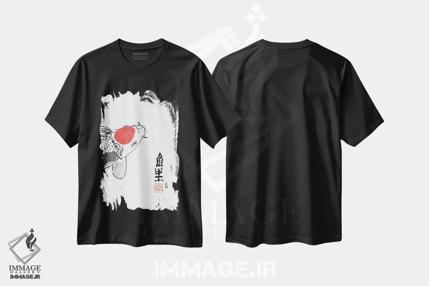 تیشرت مشکی طرح دار کوی کرب با لکه قرمز، دکور آسیایی اثر پِشان | immage.ir