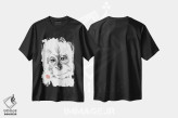 تیشرت مشکی طرح دار اورانگوتان بچه، هنر تزئینی سیاه و سفید اثر پِشان | فروشگاه ایماژ