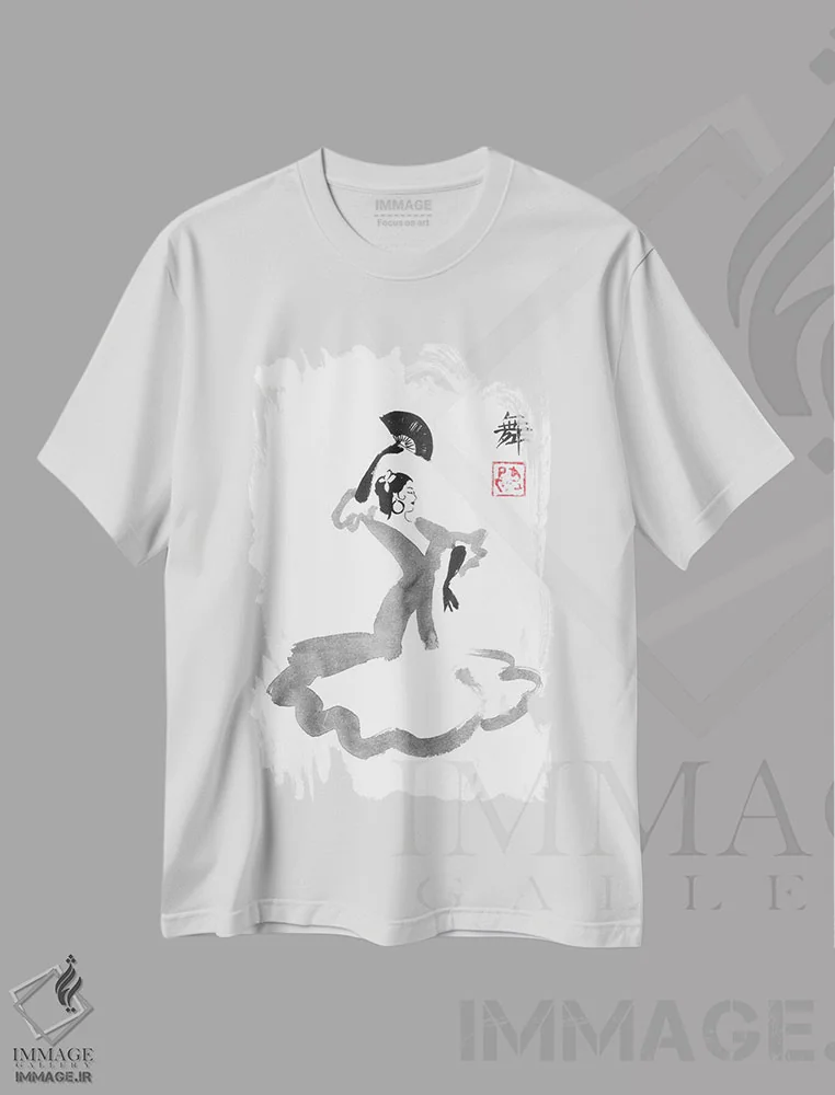 تیشرت سفید طرح دار رقصنده اسپانیایی، هنر فاخر معاصر اثر پِشان | immage.ir