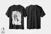 تیشرت مشکی طرح دار سر اسب، هنر تزئینی سیاه و سفید اثر پِشان | فروشگاه ایماژ