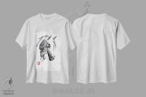 تیشرت سفید طرح دار سر اسب، هنر تزئینی سیاه و سفید اثر پِشان | immage.ir