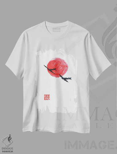 تیشرت سفید طرح دار کامیکازه، دکور آسیایی اثر پِشان | فروشگاه ایماژ