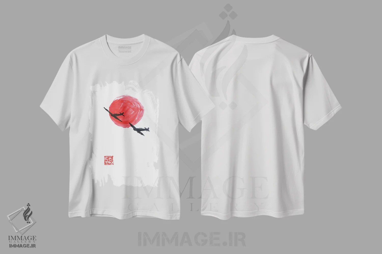 تیشرت سفید طرح دار کامیکازه، دکور آسیایی اثر پِشان | فروشگاه ایماژ