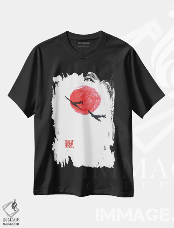 تیشرت مشکی طرح دار کامیکازه، دکور آسیایی اثر پِشان | immage.ir