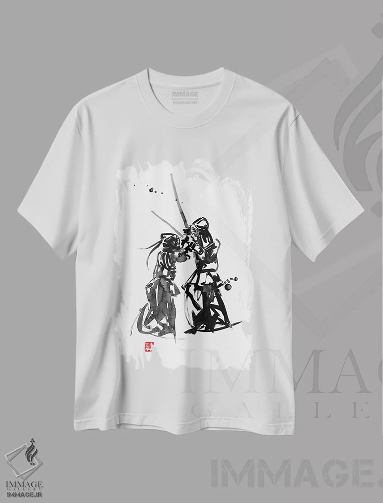 تیشرت سفید طرح دار کندو، دکور آسیایی اثر پِشان | immage.ir