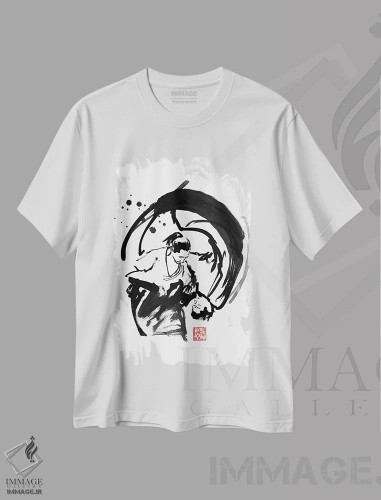 تیشرت سفید طرح دار لو، دکور آسیایی اثر پِشان | فروشگاه ایماژ