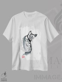 تیشرت سفید طرح دار گربه پلنگی، هنر تزئینی سیاه و سفید اثر پِشان | immage.ir