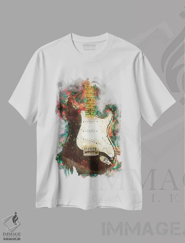 تیشرت سفید طرح دار گیتار برقی بلکی اریک کلپتون، هنر دیجیتال اثر پاپ کالت پوسترز | فروشگاه ایماژ