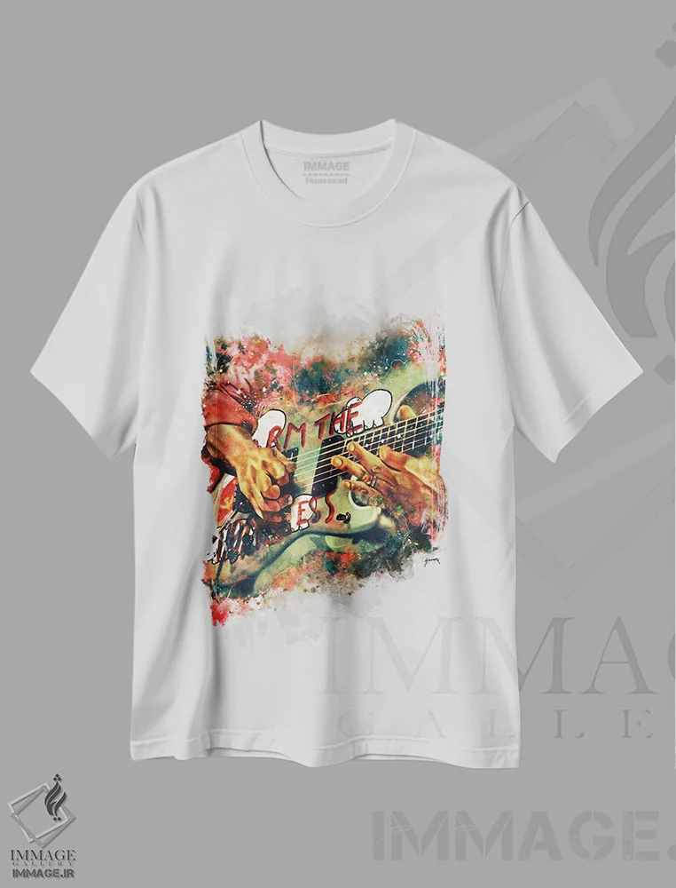 تیشرت سفید طرح دار گیتار برقی تام مورلو، هنر دیجیتال اثر پاپ کالت پوسترز | immage.ir