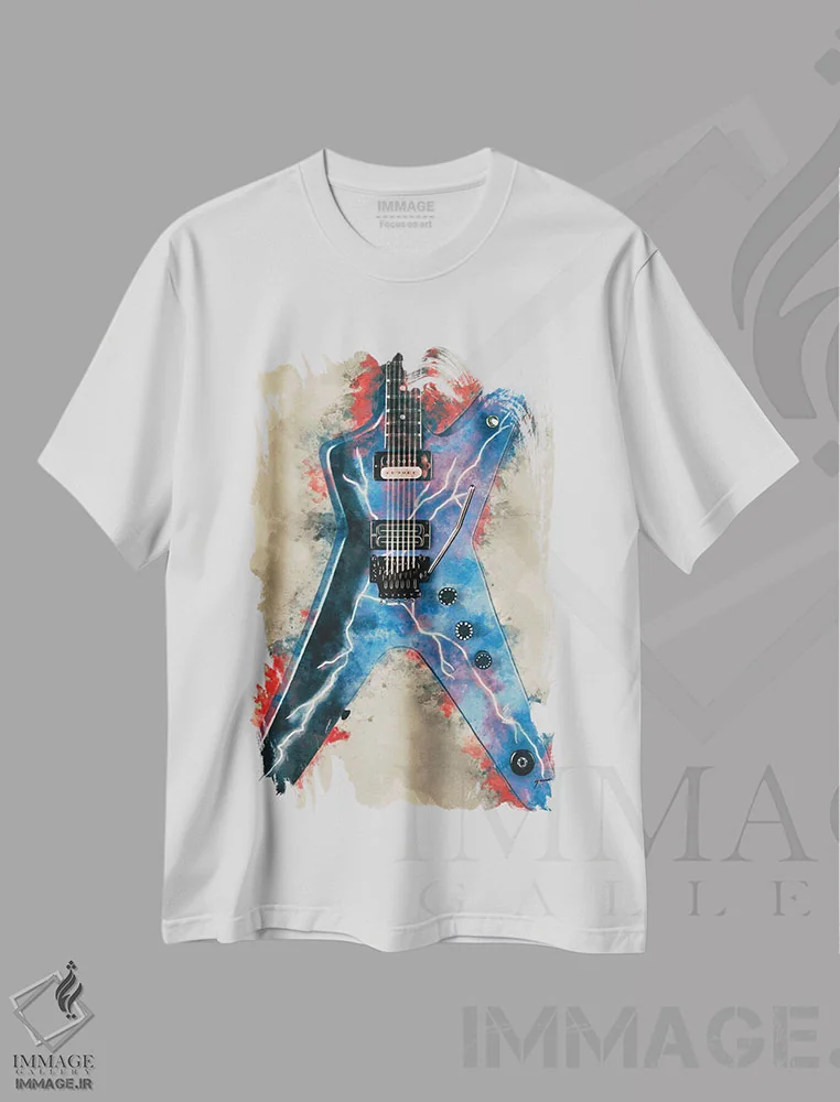 تیشرت سفید طرح دار گیتار برقی دایمبگ دارل، تزئینی اثر پاپ کالت پوسترز | immage.ir