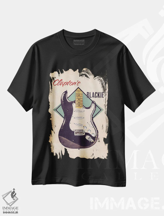تیشرت مشکی طرح دار گیتار رتو بلکی اریک کلپتون، تزئینی اثر پاپ کالت پوسترز | immage.ir